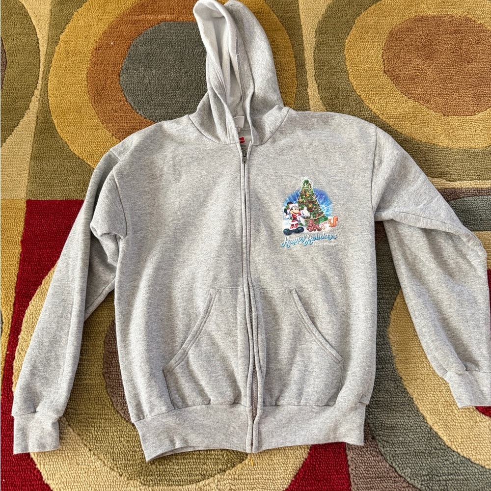 Disney Parks Disney Characters Zip Up Sweatshirt Hoodie Holiday Christmas XL Kid